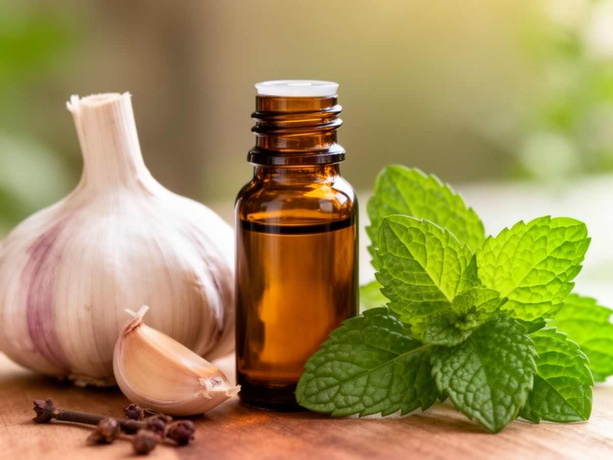 aglio e olio essenziale di menta piperita