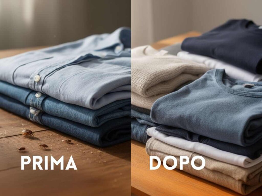 panni con e senza cimici