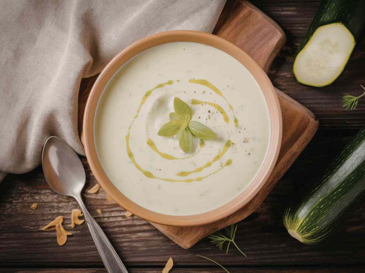 ciotola con vellutata di zucchine